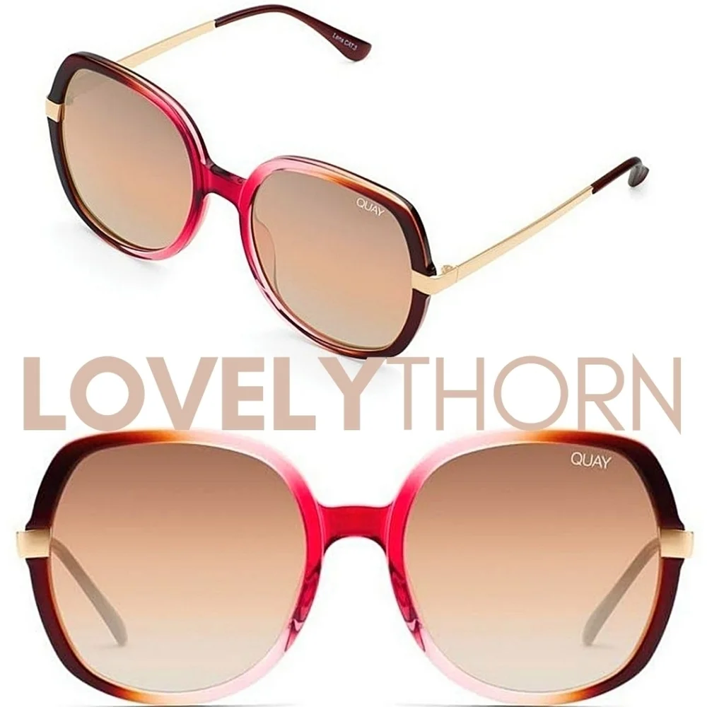 QUAY // ltd ed chrissy teigen retro-glam brown pink frames brown flash lens